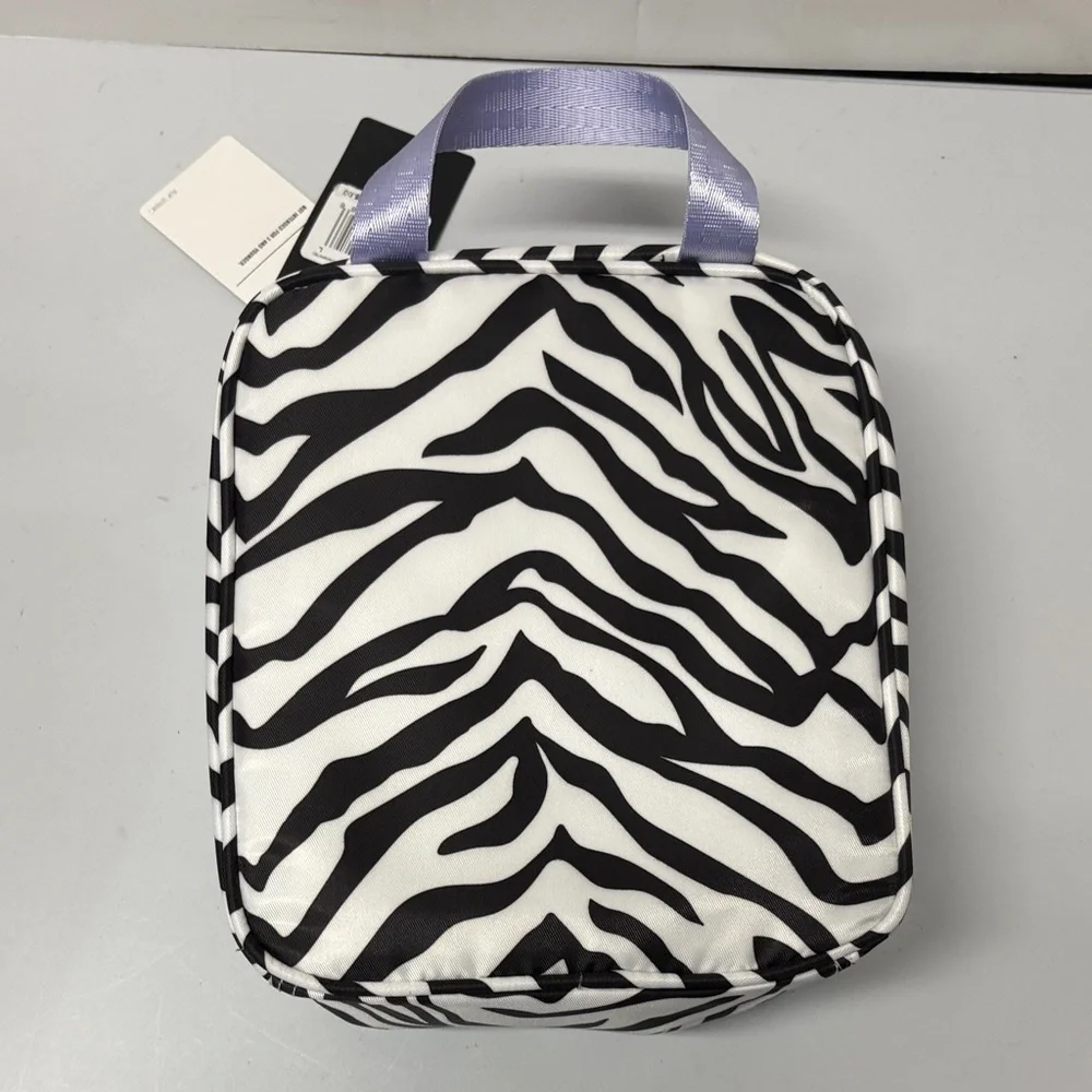 Set of 2 Hurley Lunch Box Tote Bags Flip Sequins Peony Pink Black Zebra NWT